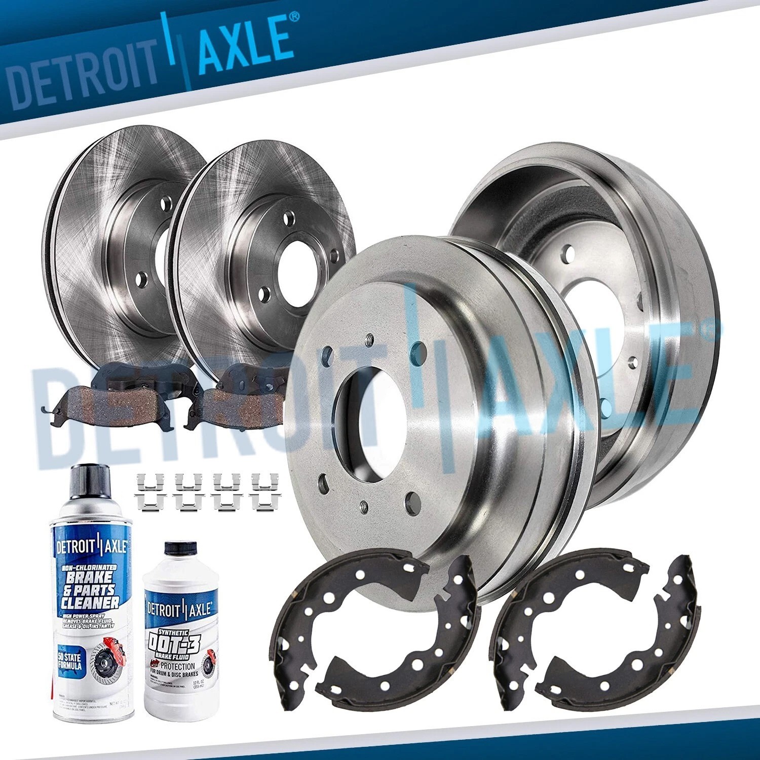 10.10" Front Rotors Brake Pads Rear Drums Shoes for 2001 - 2006 Nissan Sentra