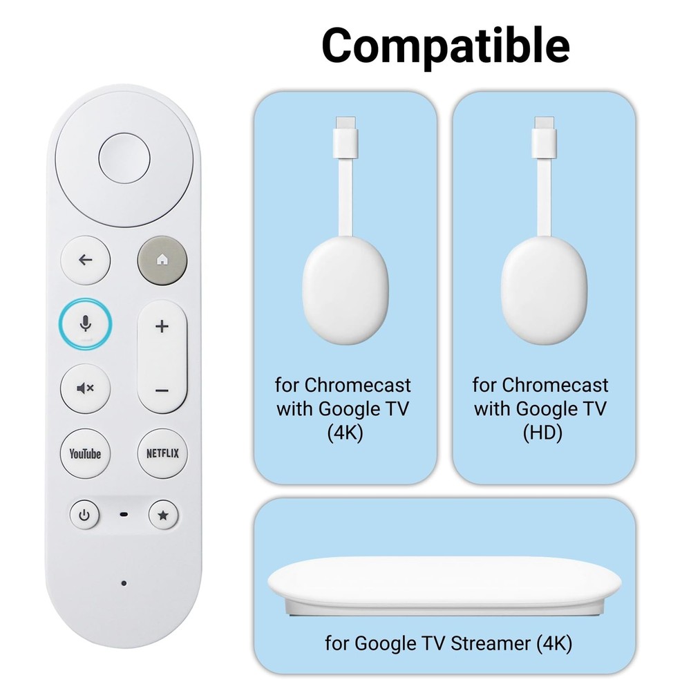 New Replacement Google TV Streamer 4K Voice Smart Remote Control, White