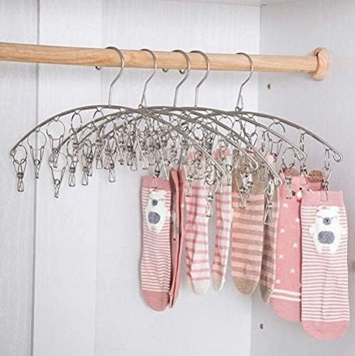 3-Pack Stainless Steel Drying Rack with 10 Clips - Space-Saving Laundry Solution