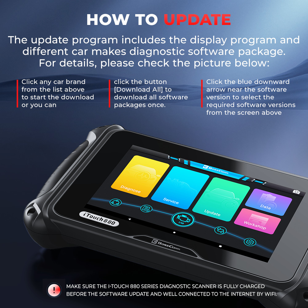 BOSSCOMM iTouch 880 OBD2 Scanner Diagnostic Tool Fuel Injector Coding Service