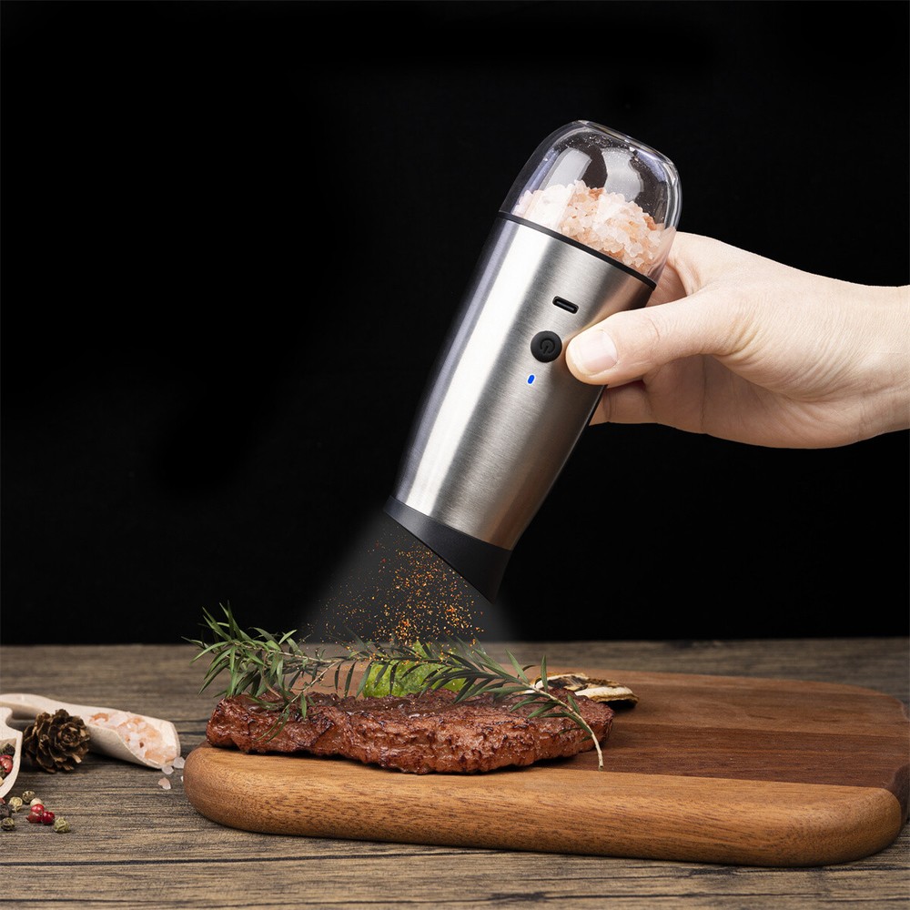 Automatic Battery Grinder Stainless Steel Pepper Salt Mill Electric Light
