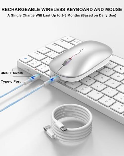 Bluetooth Keyboard and Mouse for Mac, Rechargeable, Mini Size, Ultra Slim,