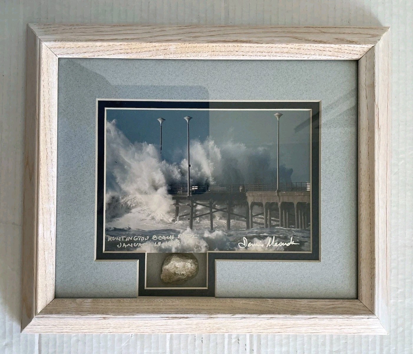 Huntington Beach Pier Photograph Art Dennis Masuda Signed Framed California 1988
