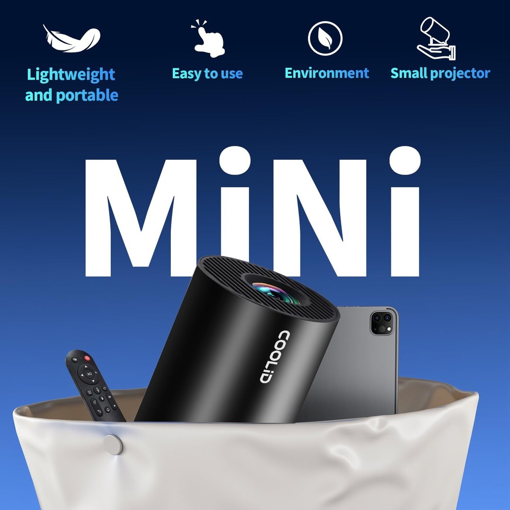 [Built-in Apps & 2026 Upgraded] Mini Projector Support 4K Projector, Black