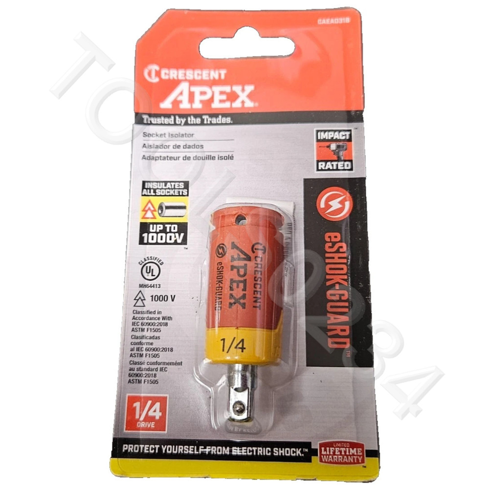 APEX Crescent CAEAD316 eSHOK‑GUARD 1/4" Socket Isolator Adaptor Impact Rated
