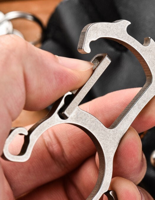 EDC Titanium Alloy Multi Tools Keychain Bottle Opener with Key Ring for Gift