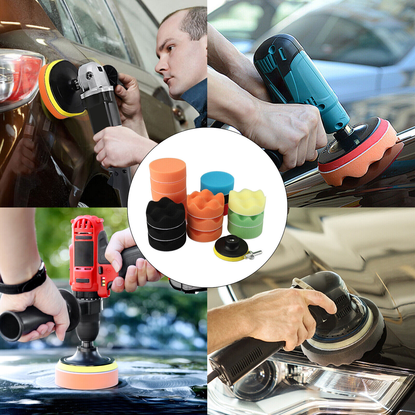 22pc 3" Car Buffing Pads Polishing Sponge Set Waxing Foam Polisher Kit for Drill