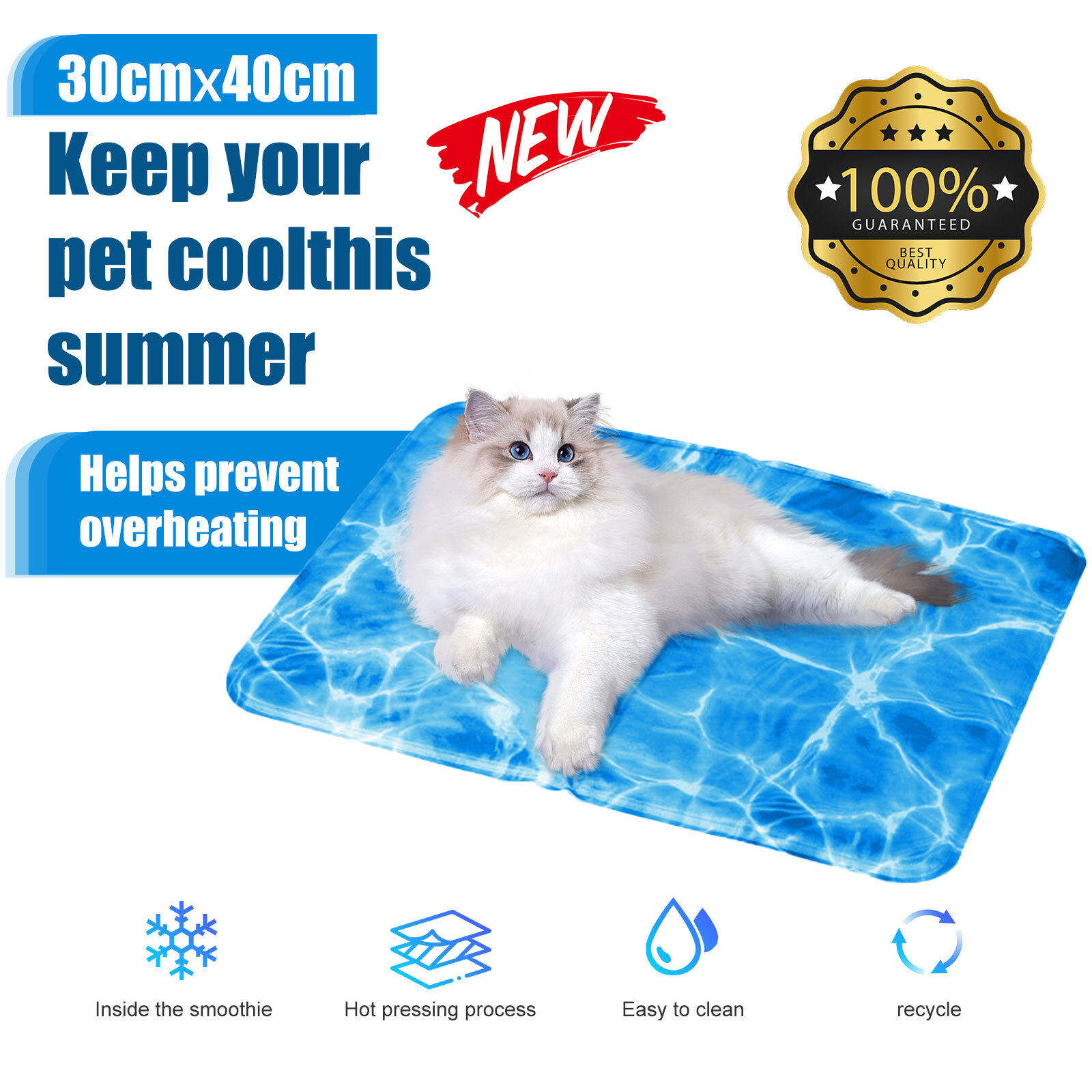 Pet Cooling Gel Mat Self Cooling Cushion Pad Summer Hot Weather Sleeping Bed Dog