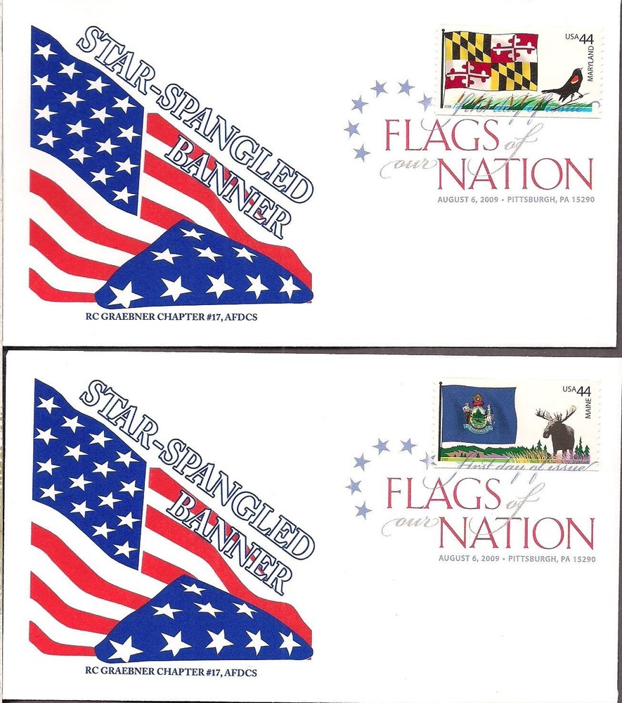 #4292-4302 Flags Nation 2009- DCP FDC set- Graebner - benefit Chapter 56 AFDCS
