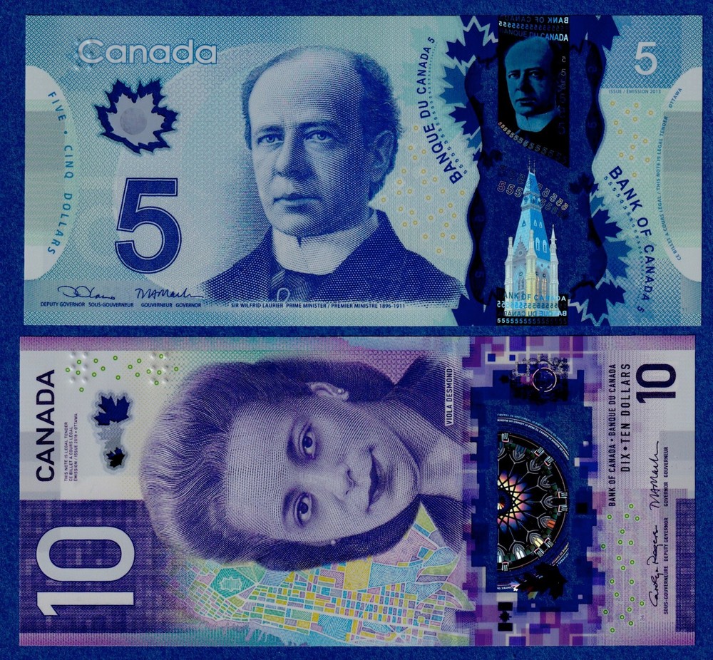 Canada 2022 Signature Combo $5 (2013) + $10 (2018) - UNC POLYMER NOTES