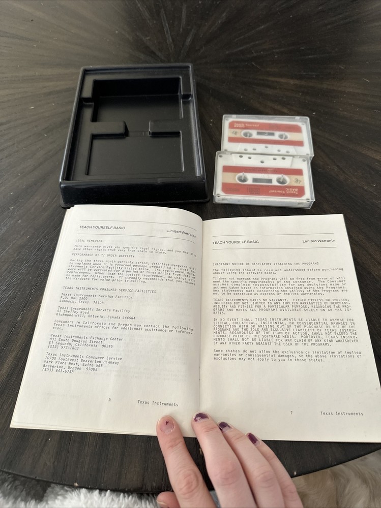 Texas Instruments Cassette Software Model PHT 6007 Teach Yourself Basic Manual &