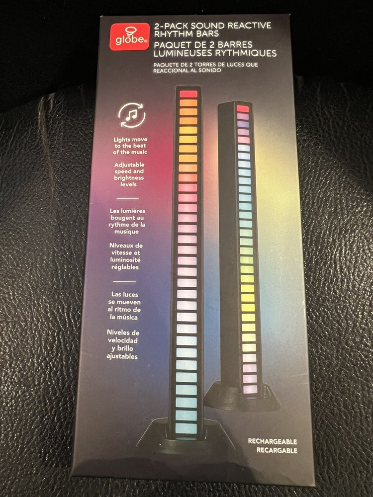 Globe 2-Pack Rechargeable/portable Sound Reactive Rhythm Bars, New  [M2]
