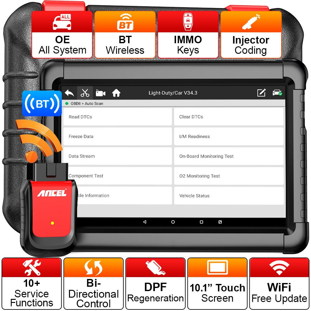 10.1" Bi-directional Scan Tool Bluetooth OBD2 Scanner Car All System Diagnostic