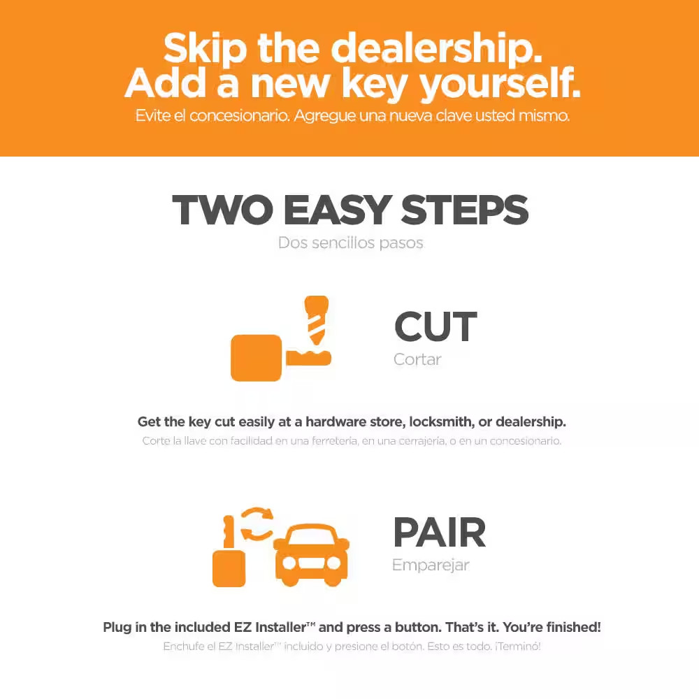 Ford Simple Key - 4-Button Remote and Key Combo with Remote Start - Easy DIY Set