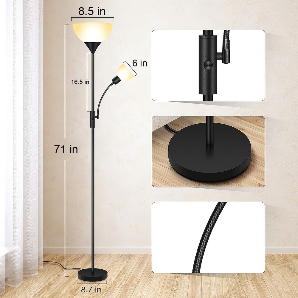 Floor lamp, vertical lamp, floor lamp with adjustable reading light