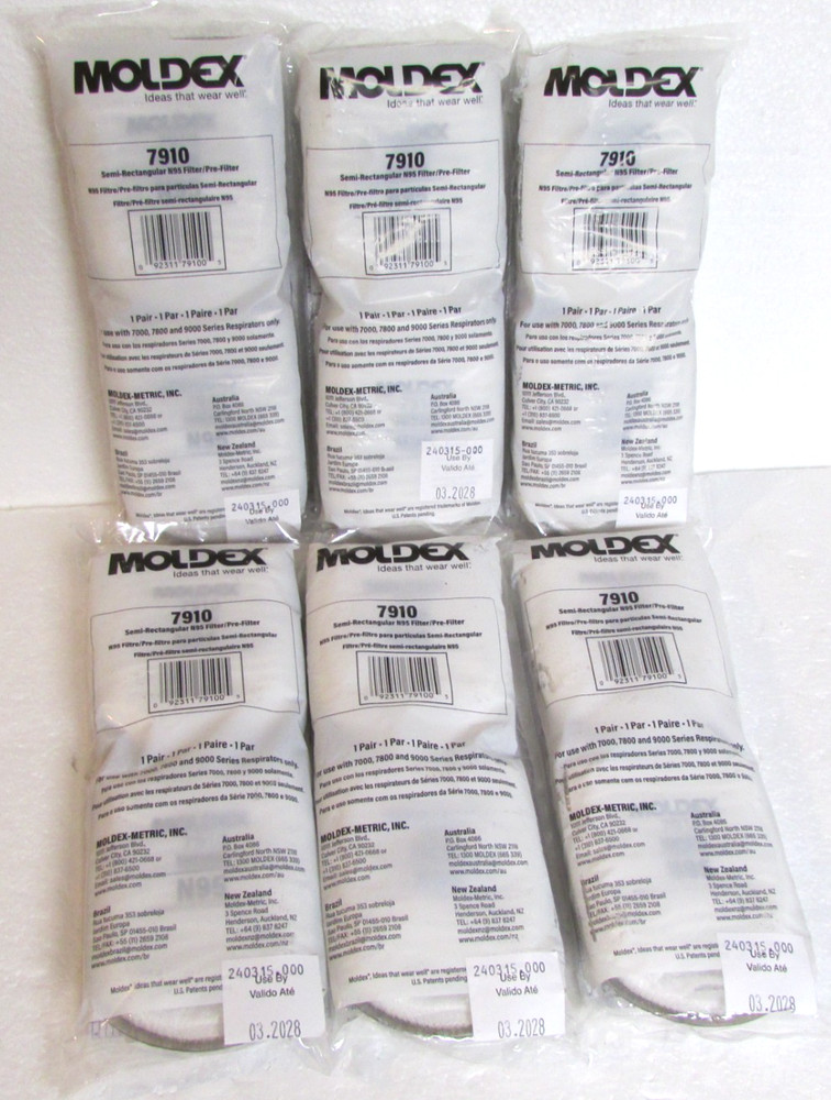 6 PAIR MOLDEX 7910 N95 Particulate | Filter Pre Filter