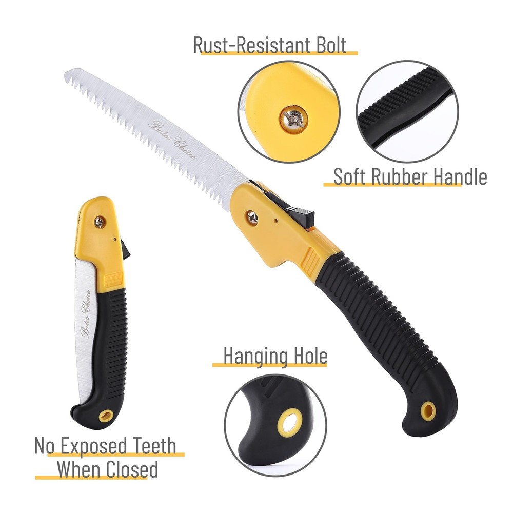 Bates 7-Inch Foldable Camp & Tree Saw Yellow