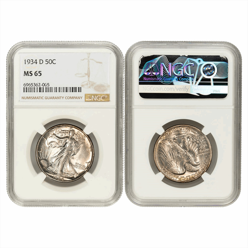 1934D Walking Liberty Half Dollar 50C NGC MS 65