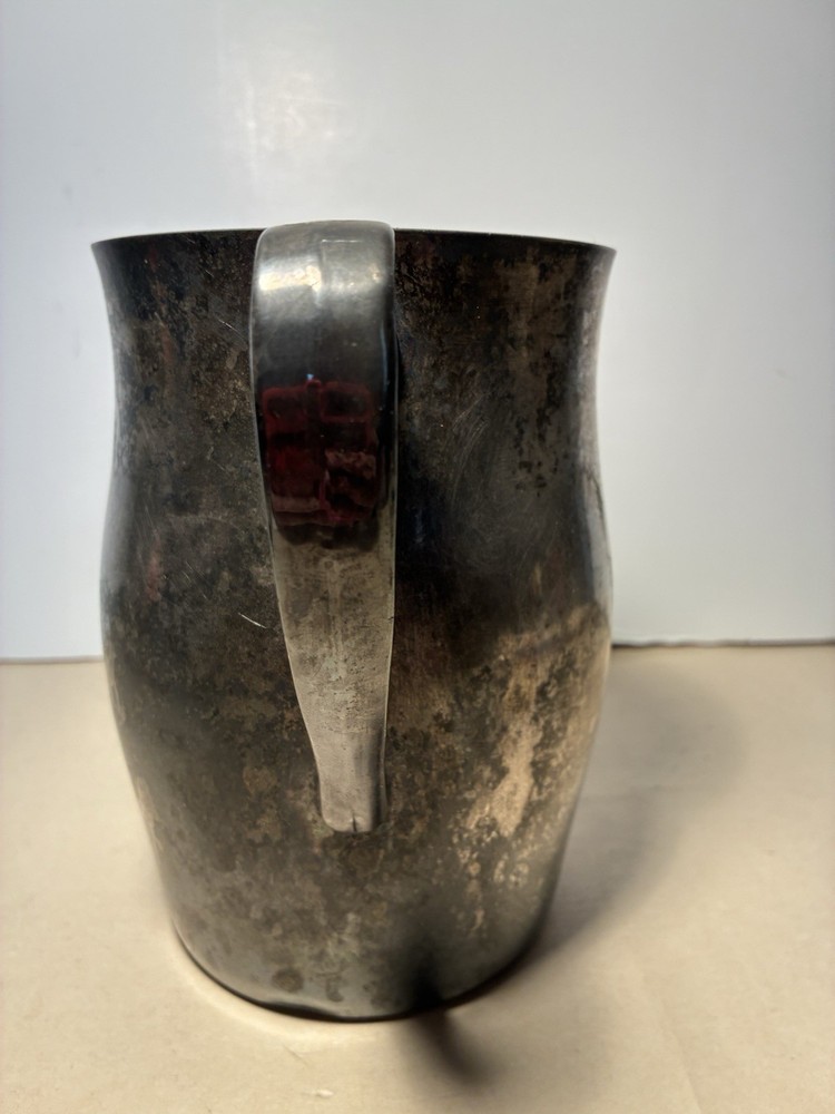 Vintage Lancaster Water Pitcher with Ice Lip, Silver On Copper