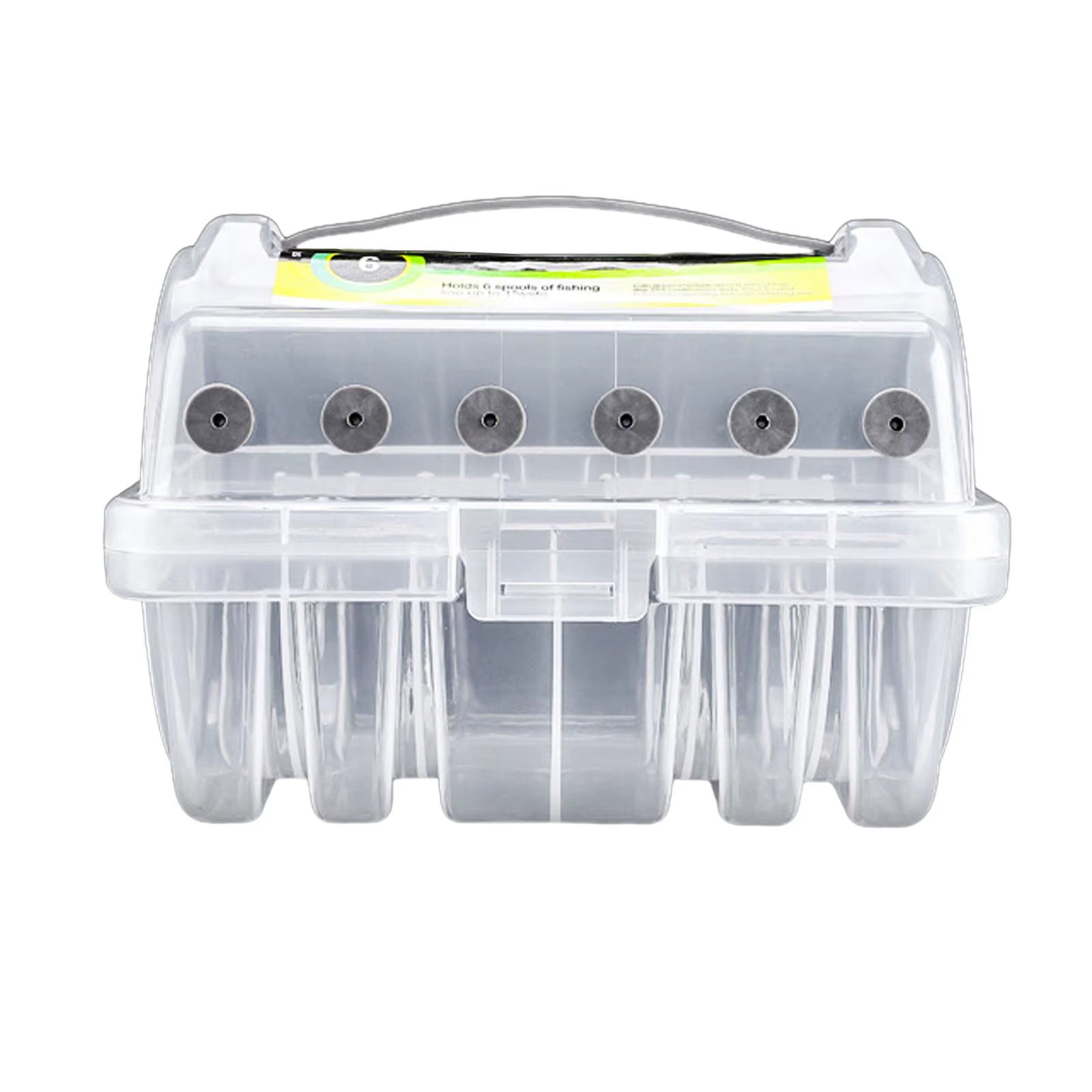 Clear Line Spool Storage Box Fishing Line Organizer Holder Case 6 Compartments