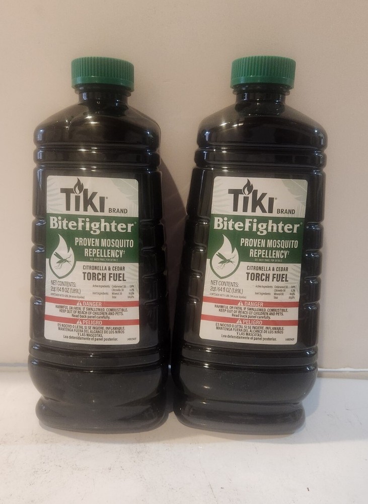 TIKI Bitefighter Torch Fuel with Easy Pour System Two 2 Quart Bottles New