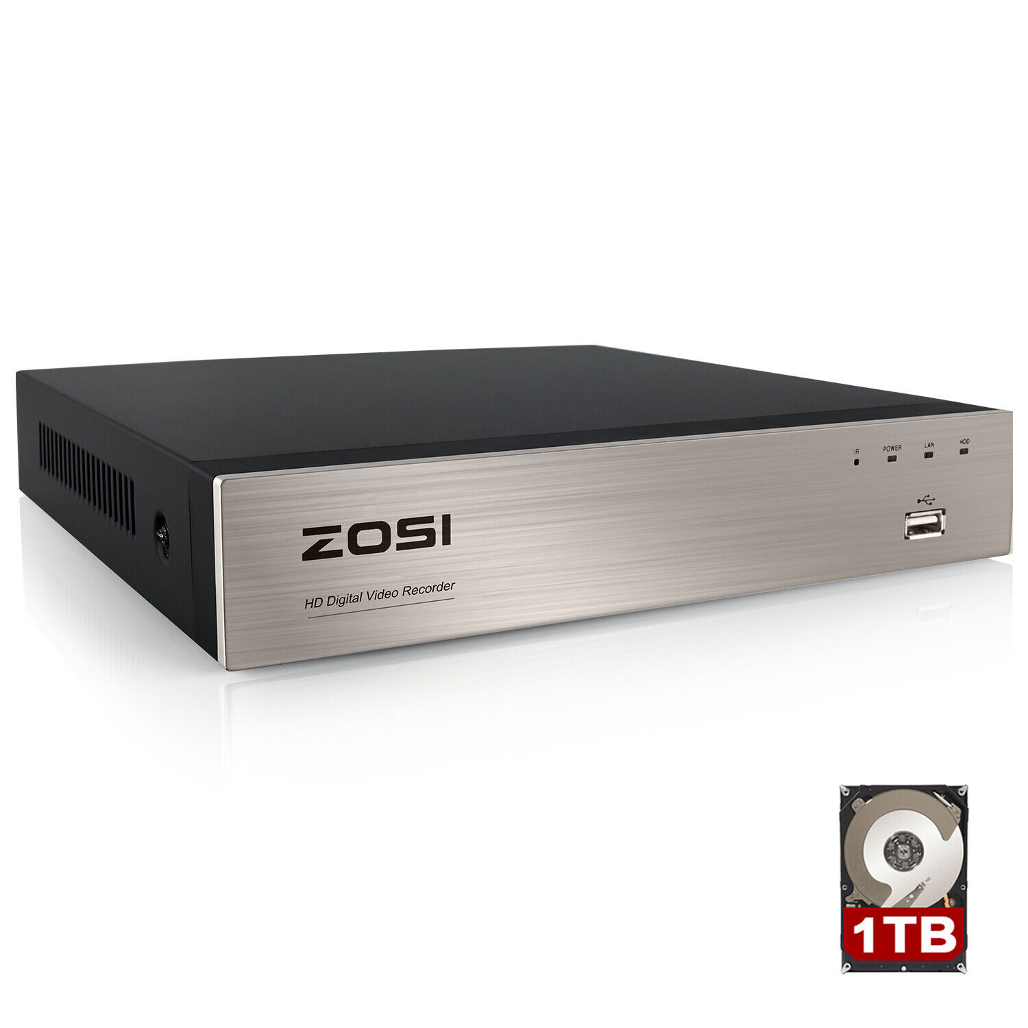 ZOSI H.265+8CH 5MP Lite DVR with 0TB/1T/2T Hard Drive for Security Camera System