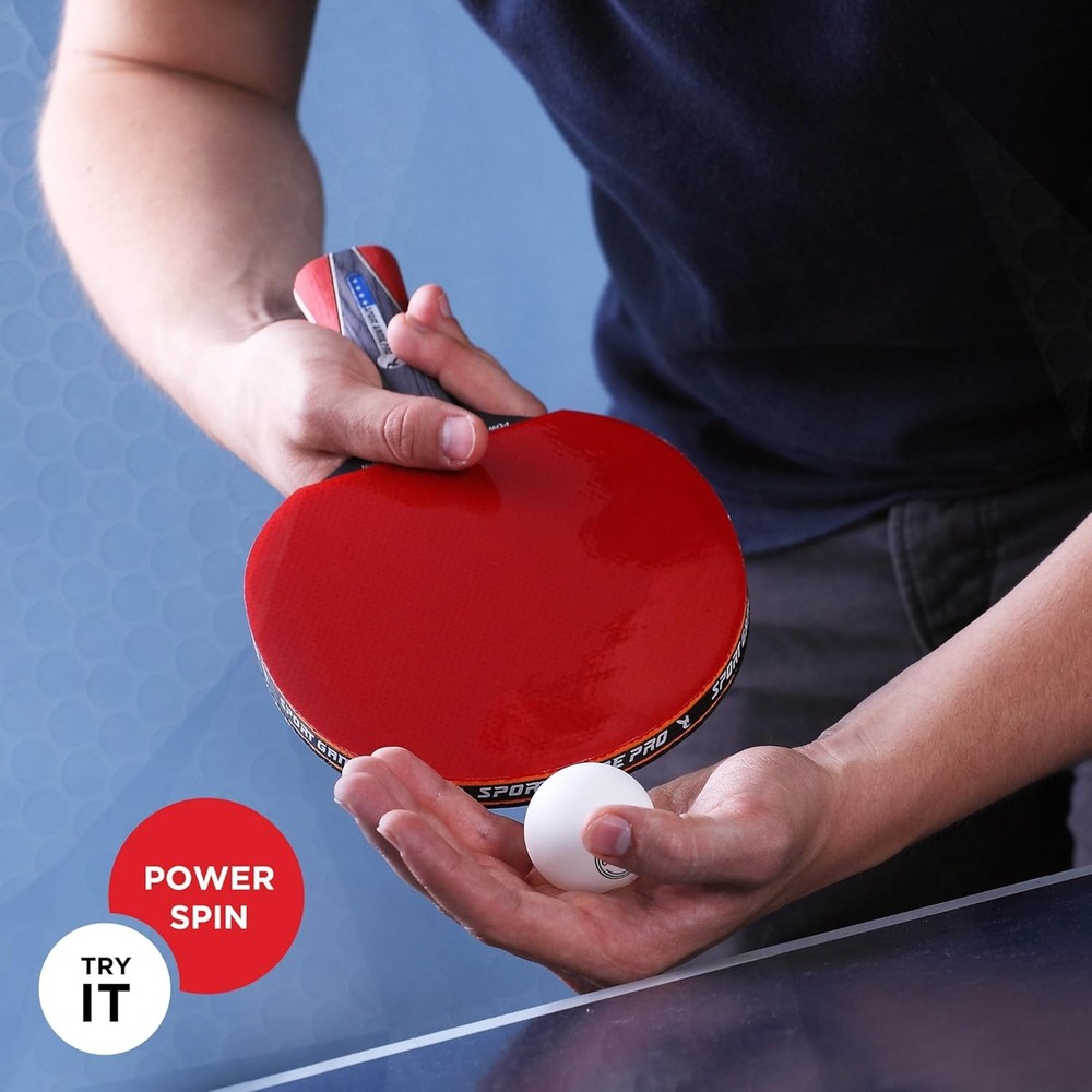 Ping Pong Paddle with Killer Spin + Case for Free - Standard Size, red