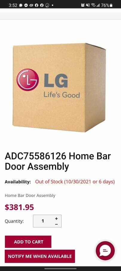 LG Door Panel for Monarch4 Refrigerator
