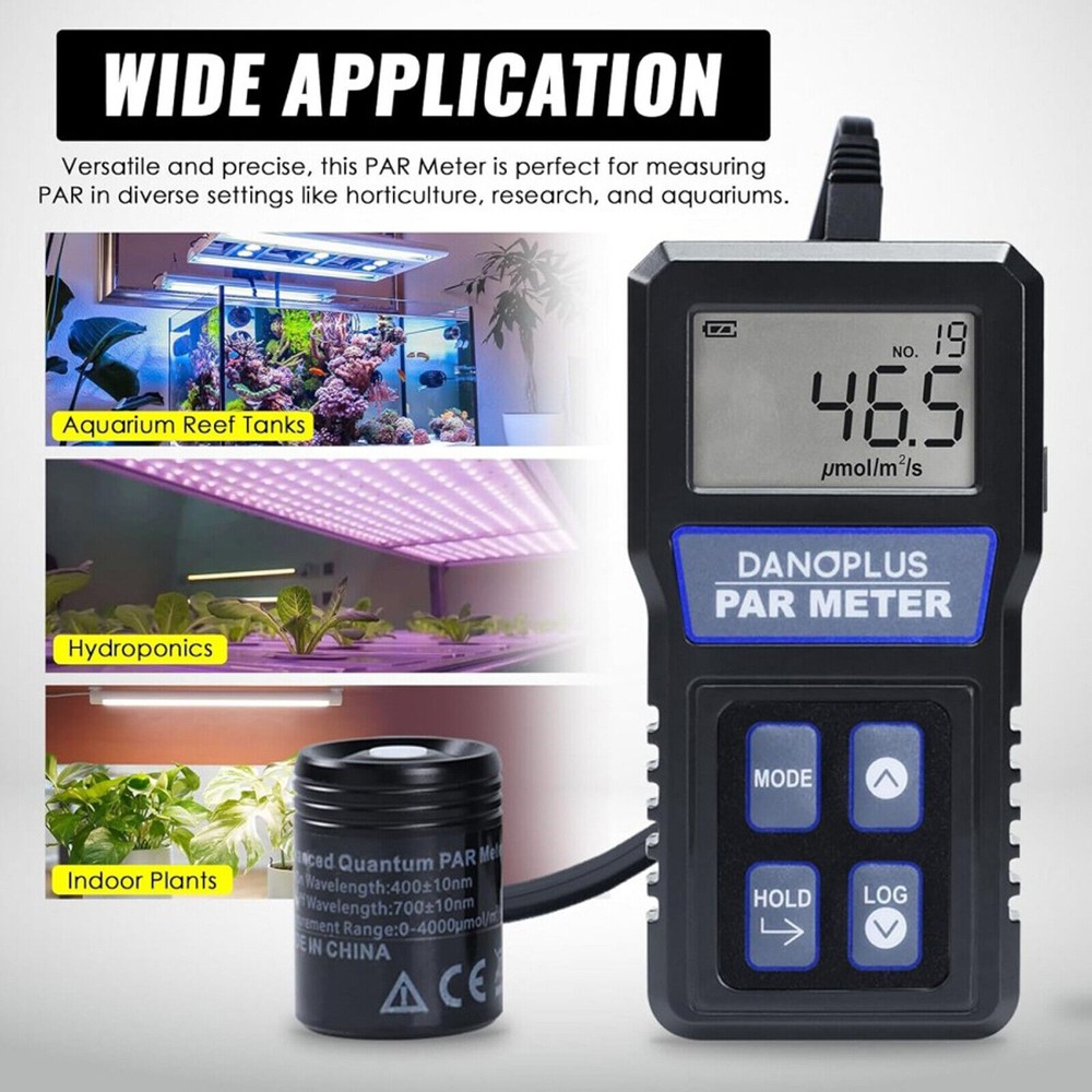 PAR Meter Waterproof IP68 Quantum Sensor PPFD Meter Data Logger for Reef Tank