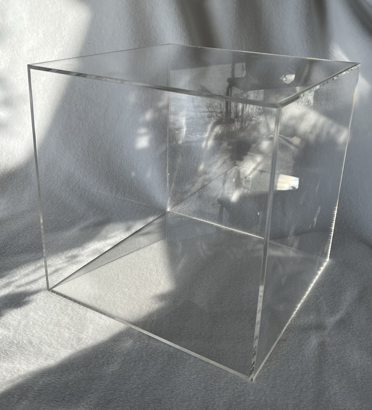 12" x 12" x 12" Clear Acrylic Cube Display Box Bin Stand 5 Sided Plexiglass