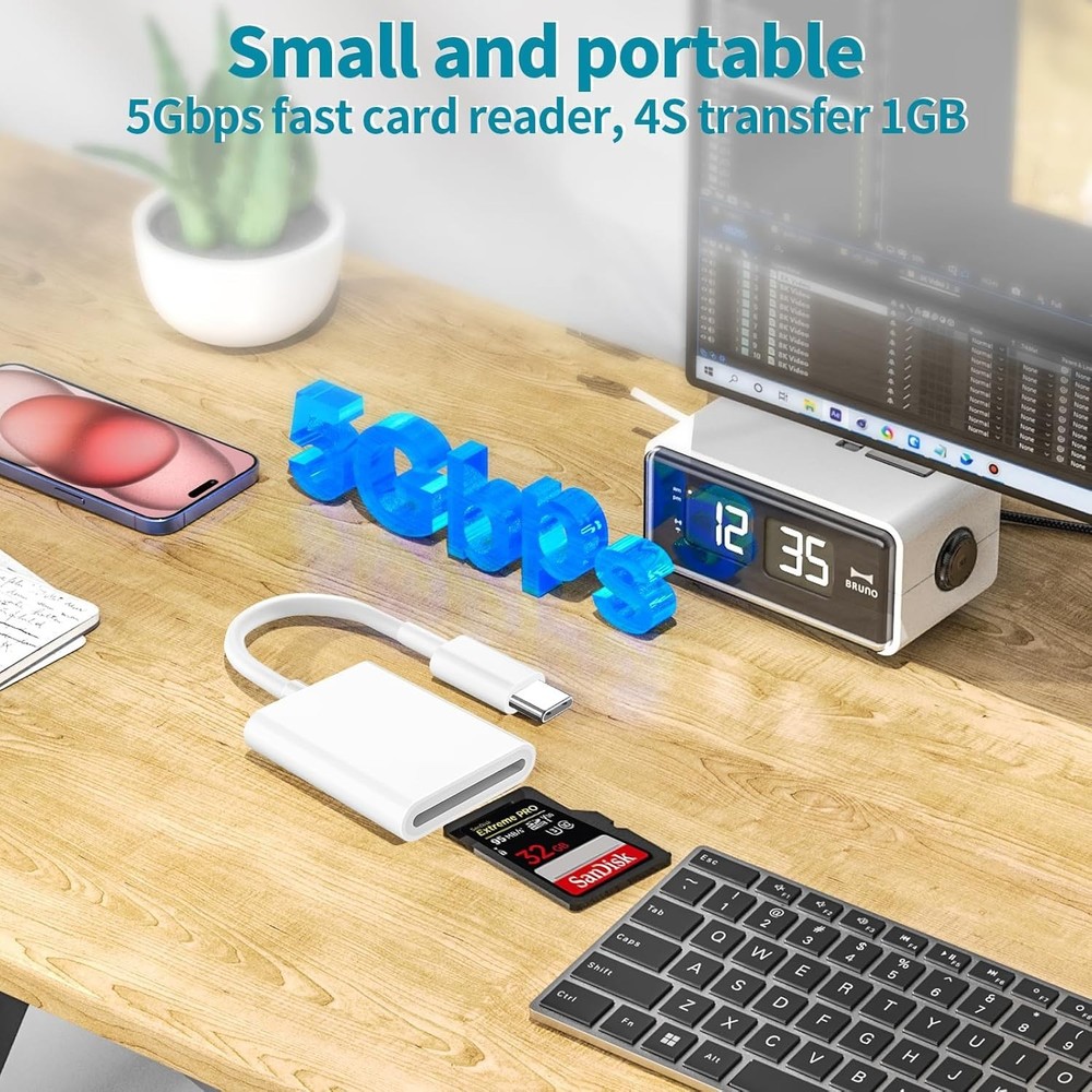 High-Speed USB C to SD Card Reader for Effortless iPhone 15 Media Transfer