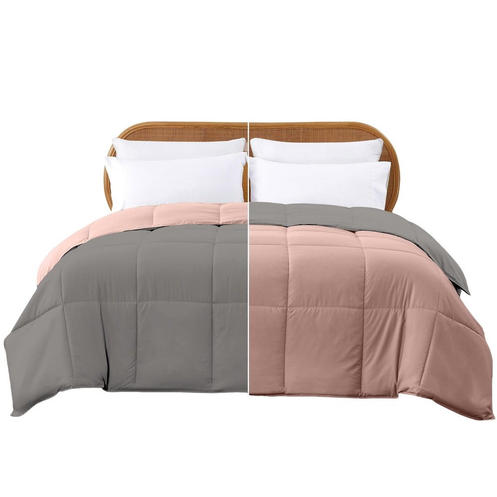 Modern Threads Down Alternative Reversible Comforter Charcoal Gray/Blush Queen