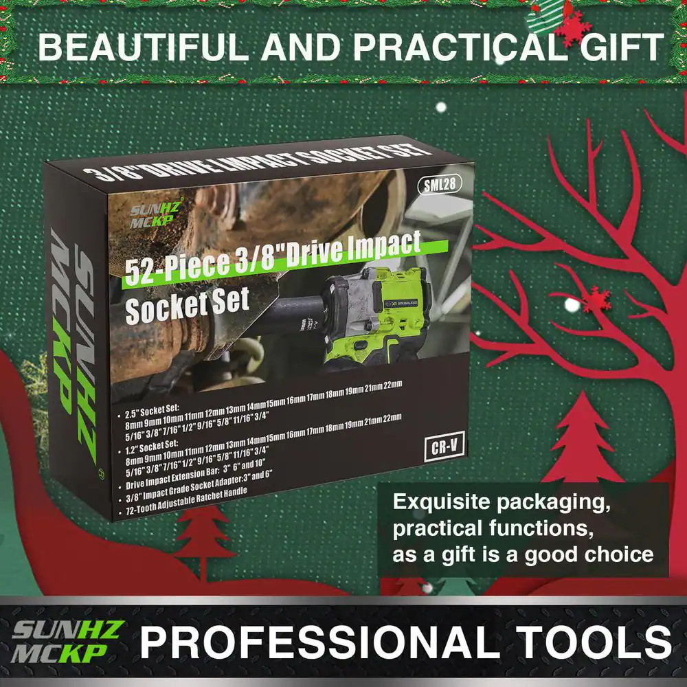 3/8 In. Drive Impact Socket Set 52-Piece