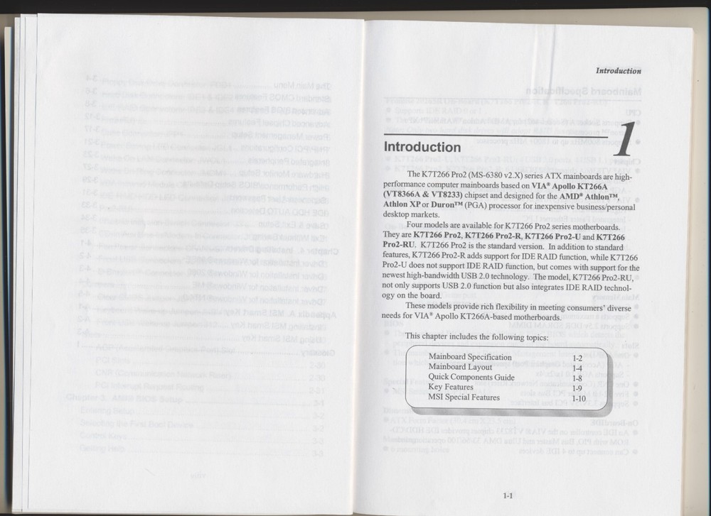 K7T266 Pro2 User's Manual ONLY - MSI Mainboard for AMD Athlon Duron Processor