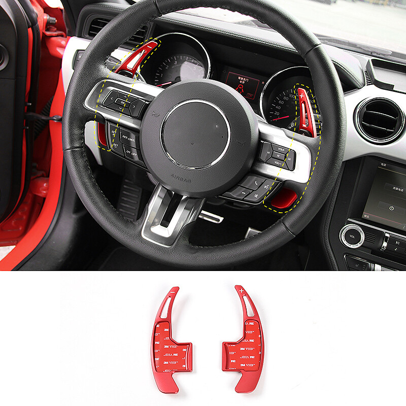 Red Steering Wheel Shift Paddle Shifter Cover Trim For Ford Mustang 2015-2022