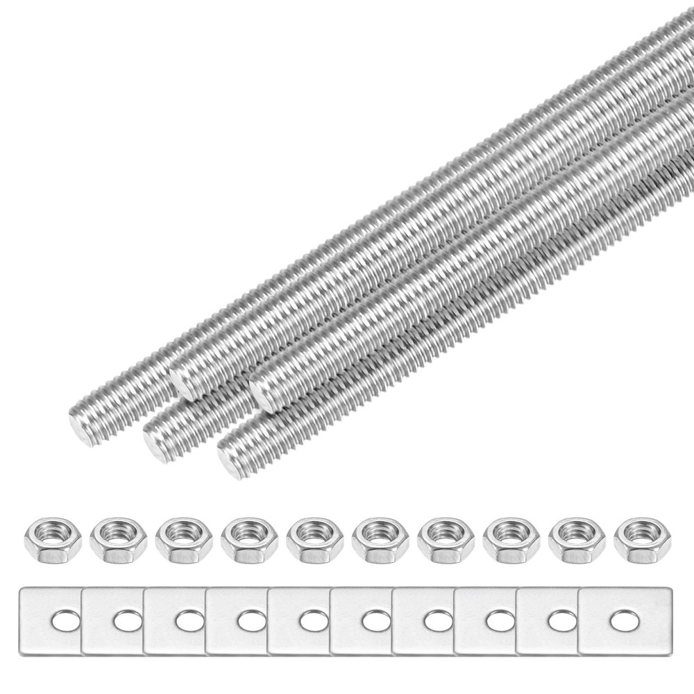 5-Set Fully Threaded Rod, M3x130mm Right Hand Thread Bar Studs with Nuts