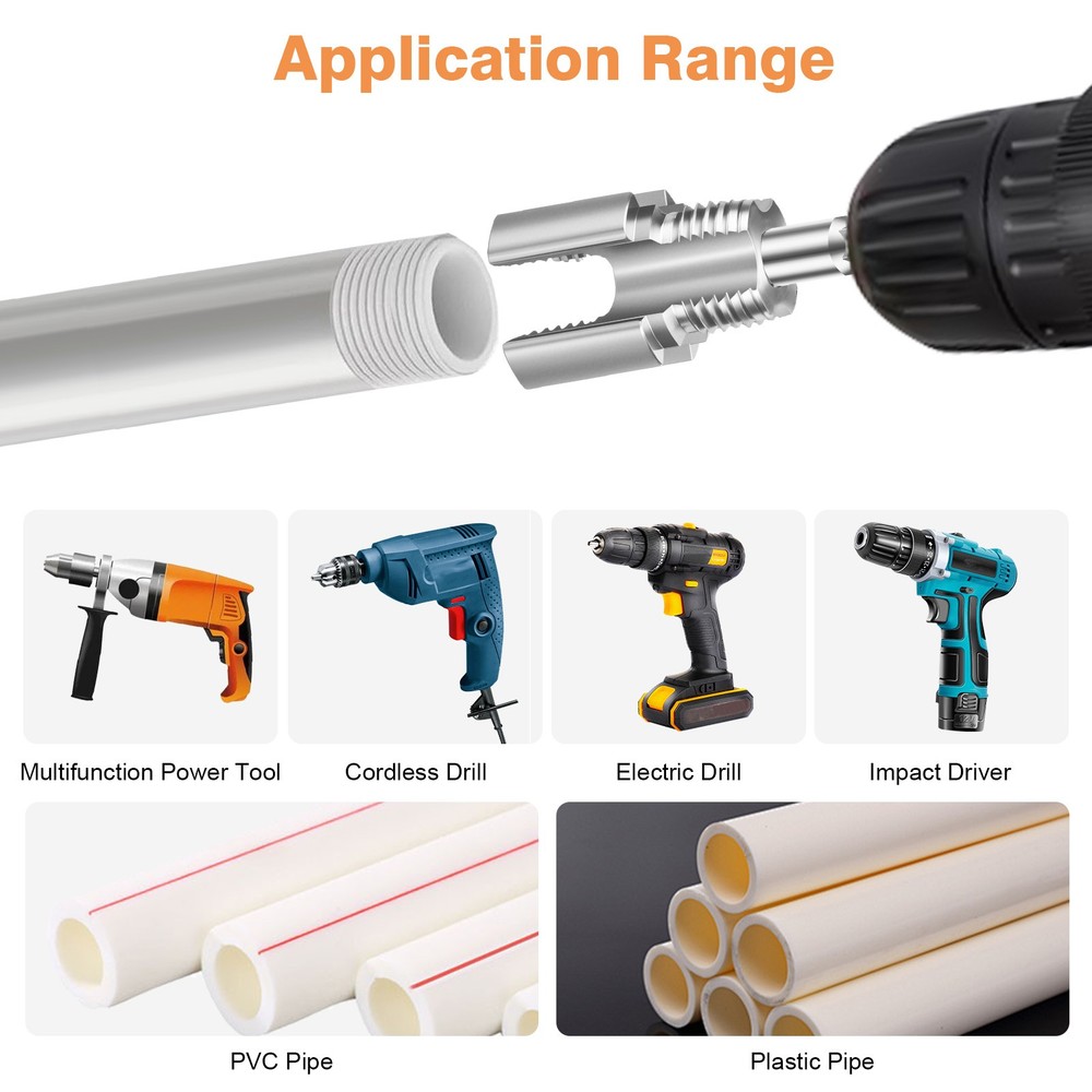 2x Integrated Internal & External Pipe Threading Tool For 1/2'' 3/4'' Water Pipe