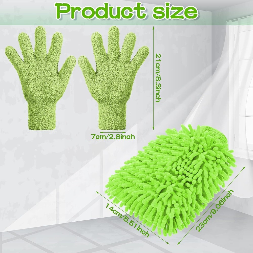 Reusable Microfiber Dusting Gloves - 6 Pack for Home & Plant Cleaning