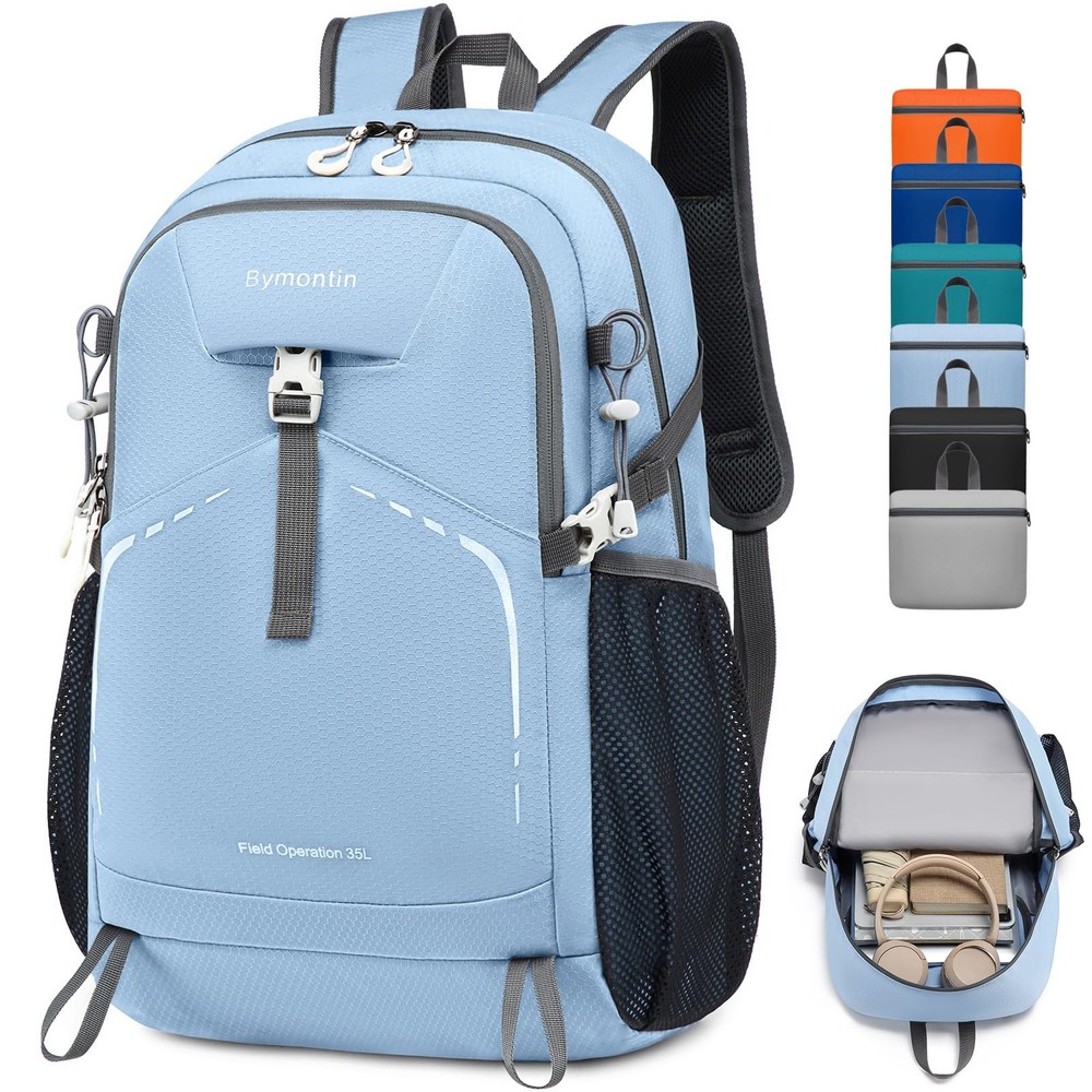 35L Sky-Blue Packable Backpack, Lightweight, Foldable Daypack, Travel, Hike