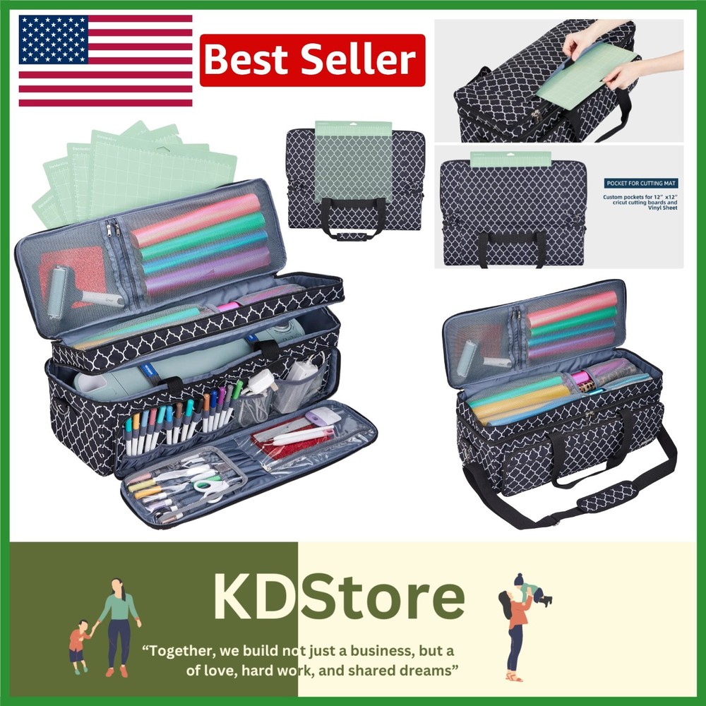 Double Layer Cricut Carrying Case with Organized Pockets