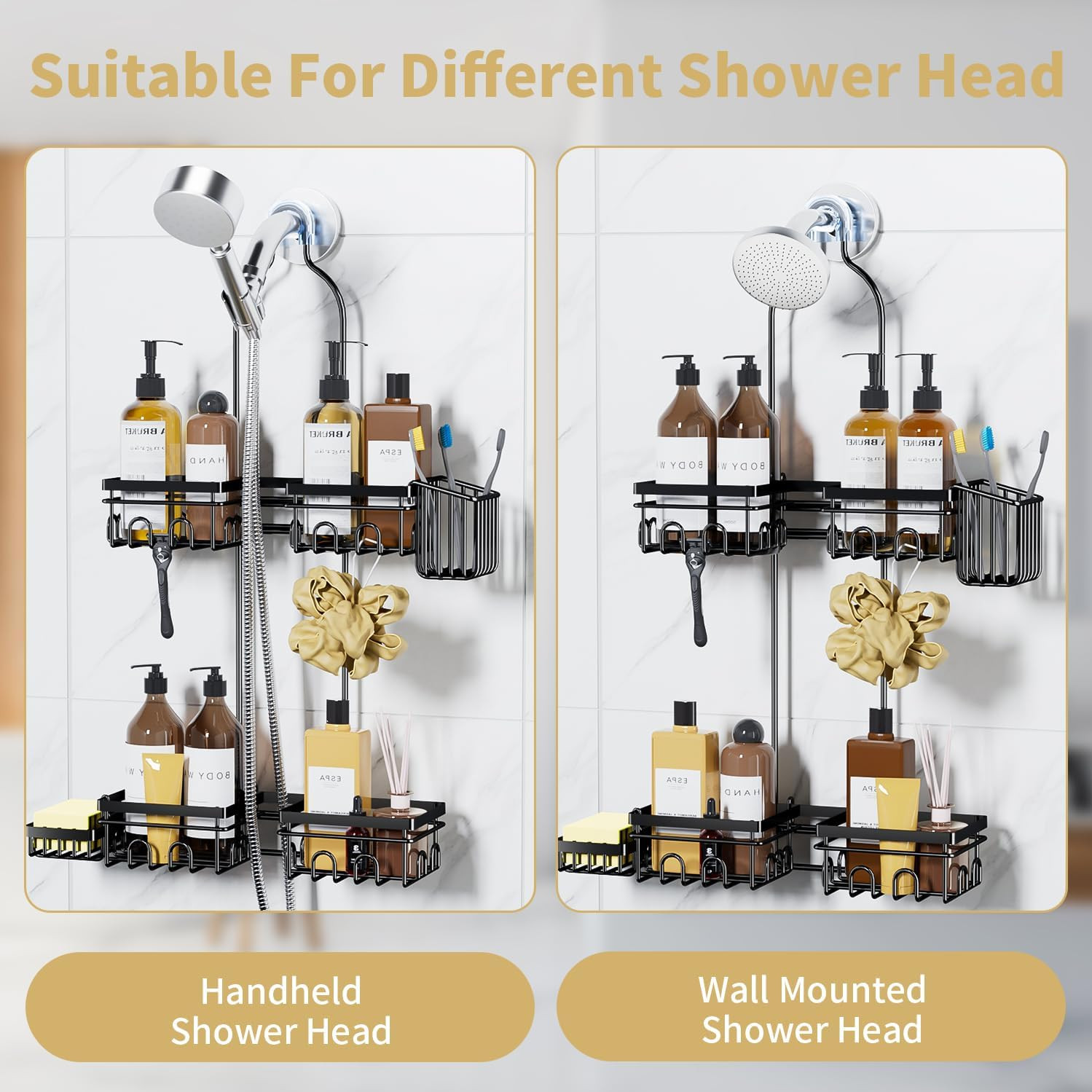 Shower Caddy Hanging for Handheld Showerheads, Rustproof Hanging Shower