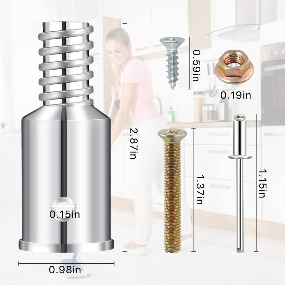 6 Pcs Threaded Tip Replacement, Broom Handle Threaded End, Pole Handle Replaceme