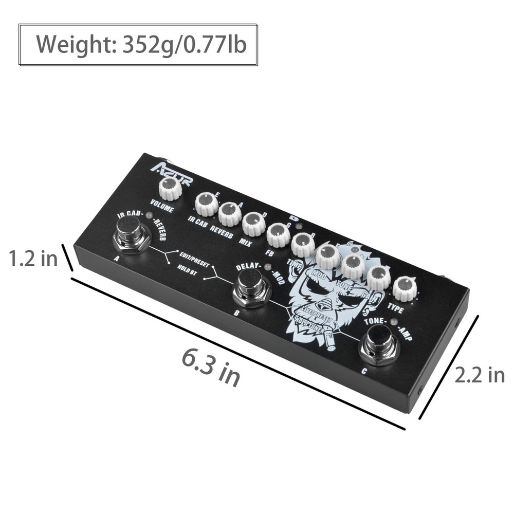 Multi-Effect Pedal Built-in Battery AZOR Multi Effects CUBE BABY Guitar Effector
