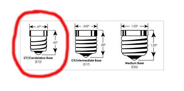 Box of 5 Flicker Flame Light Bulbs, E12 Candelabra Base, 3 watt (#A101)