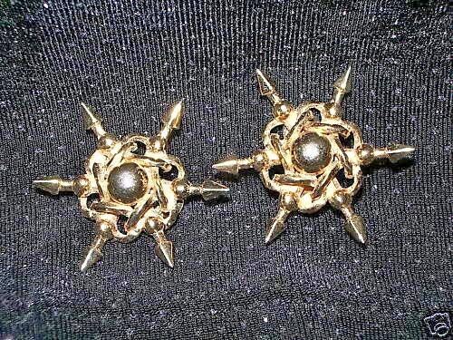 MONET GOLDTONE SHIPWHEEL? STYLE EARRINGS * UNIQUE!*