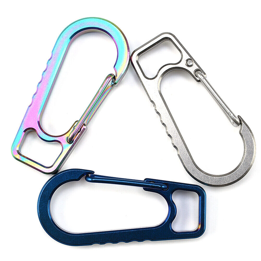 Titanium Alloy Carabiner Spring Snap Hook Clip KeyChain Quick Release Buckle 2pc