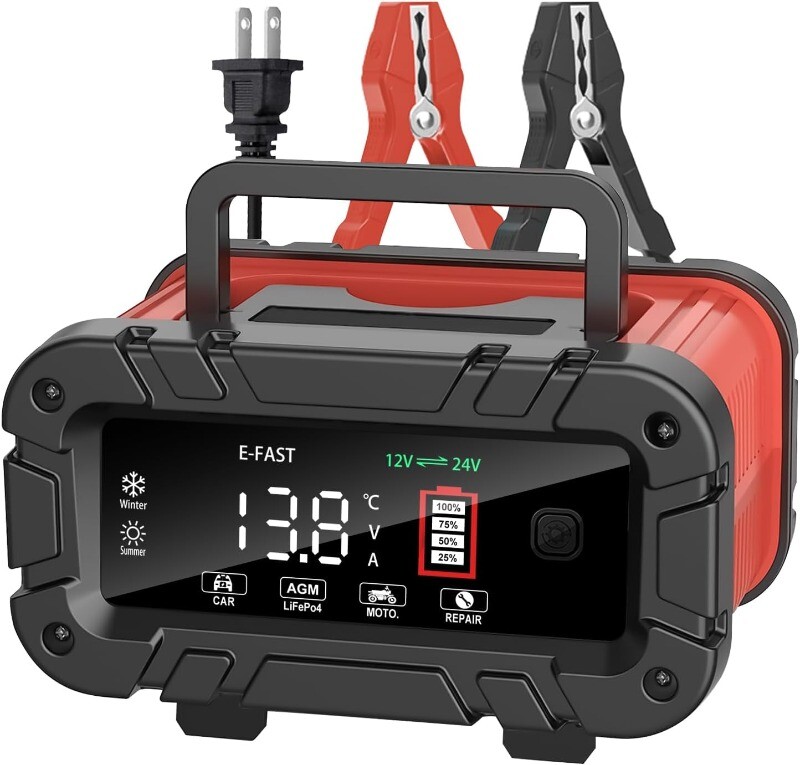 20A Battery Charger 12V/24V Smart Auto Charger for Car Truck Boat RV Lifepo4