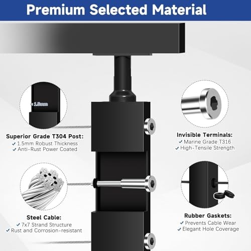 2Pack One-Stop Cable Railing Post Kits Adjustable Top 42" 1 2 x Level Posts Kit