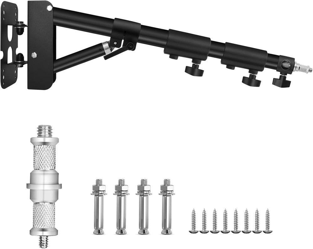 Wall Mount Triangle Boom Arm, Ring Light Mount with 180° Flexible Rotation, Adju