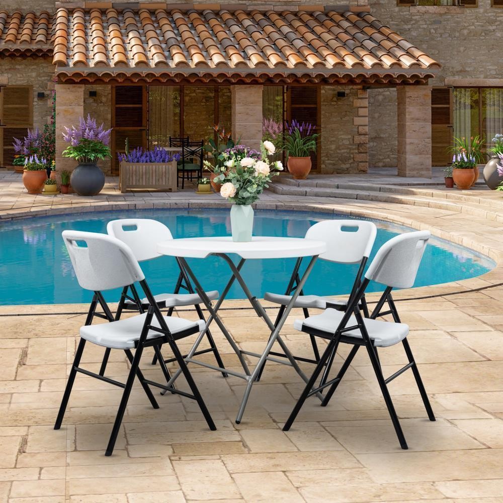 4Pcs Plastic Folding Chairs Stackable Garden Patio Wedding Party Chair White